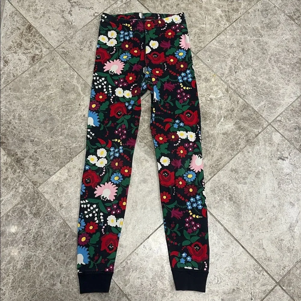 Hanna Andersson Festive Flowers Long John PJ Pajama Set Size 140 US 10